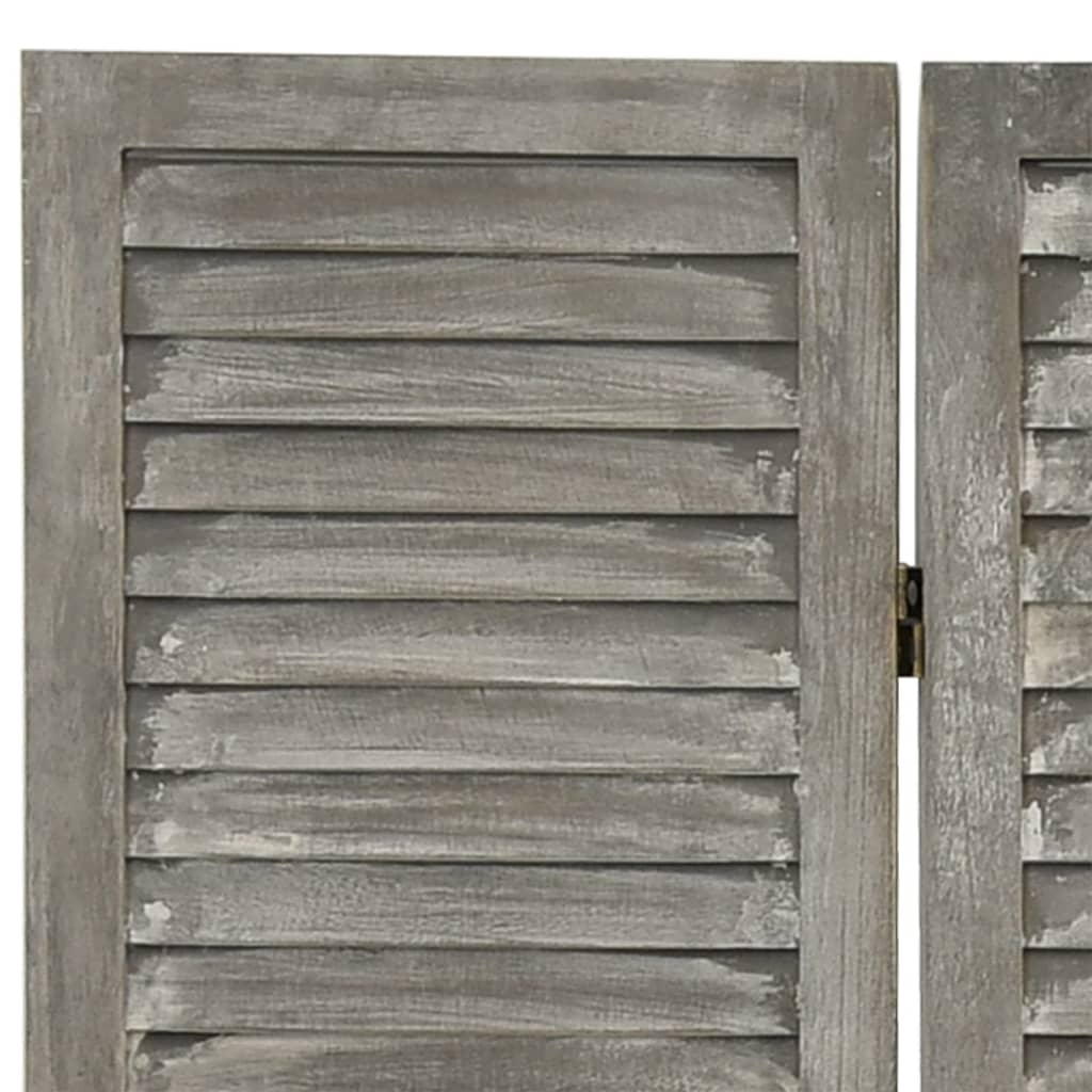 Biombo De 6 Paneles De Madera Maciza Gris