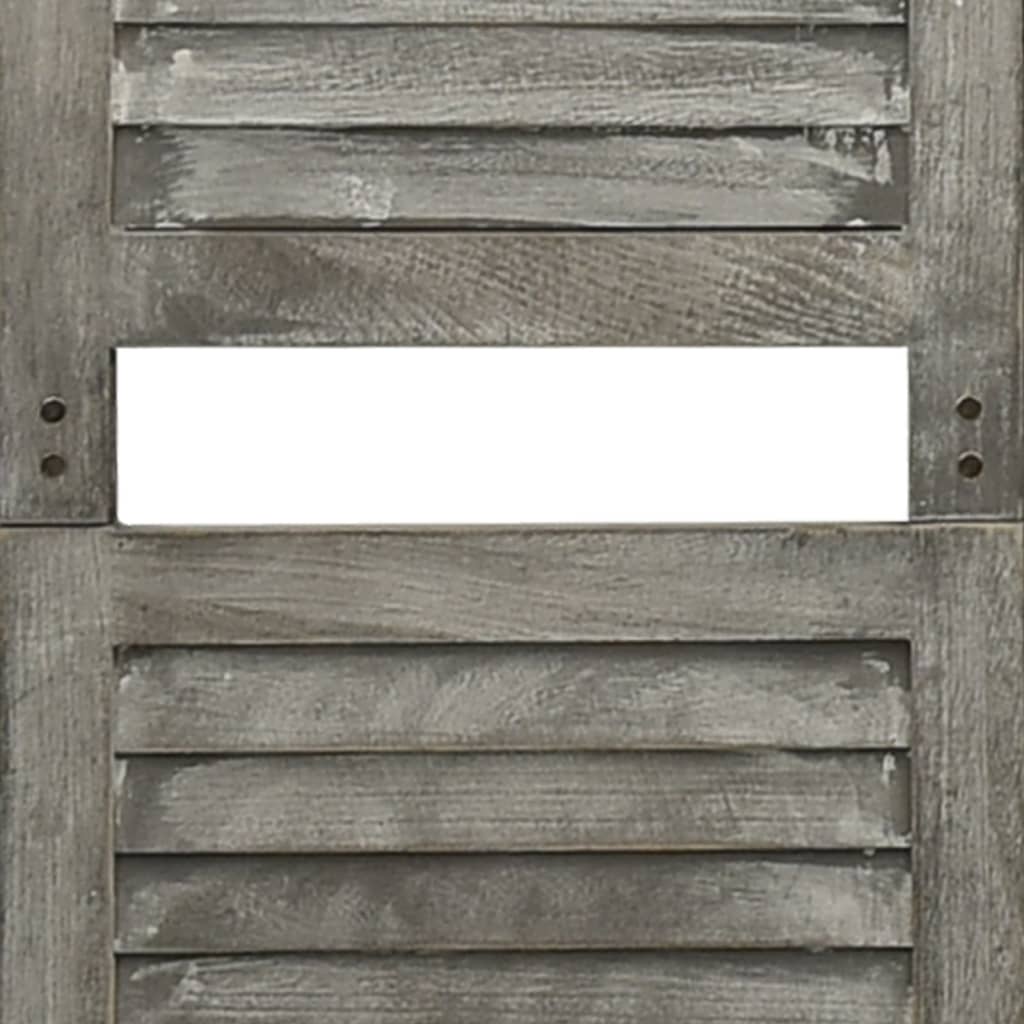 Biombo De 6 Paneles De Madera Maciza Gris