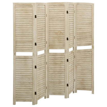 Biombo De 5 Paneles De Madera Maciza De Paulownia