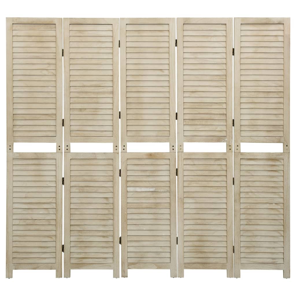 Biombo De 5 Paneles De Madera Maciza De Paulownia