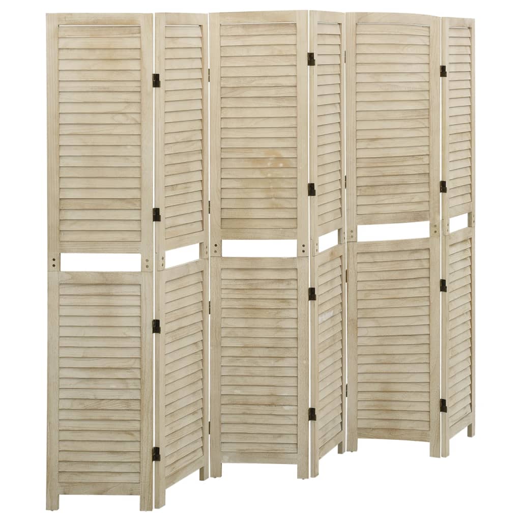 Biombo De 5 Paneles De Madera Maciza De Paulownia