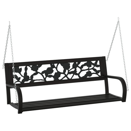 Banco Balancín De Jardín 125 Cm Acero Y Plástico Negro