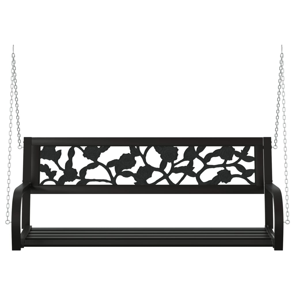 Banco Balancín De Jardín 125 Cm Acero Y Plástico Negro