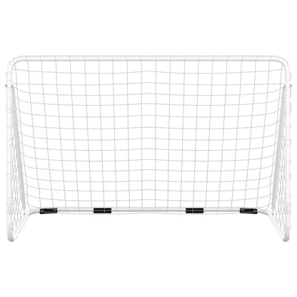 Portería De Fútbol Con Red Acero Blanco
