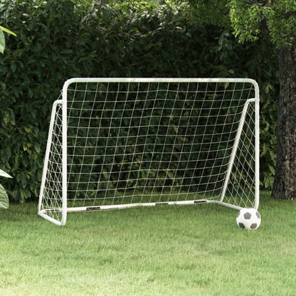 Portería De Fútbol Con Red Acero Blanco