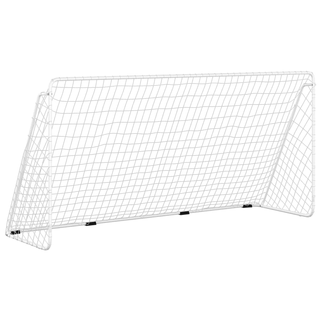 Portería De Fútbol Con Red Acero Blanco