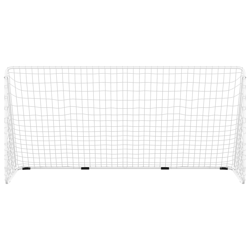 Portería De Fútbol Con Red Acero Blanco