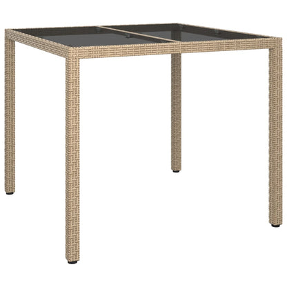 Mesa Jardín Vidrio Templado Ratán Sintético Gris