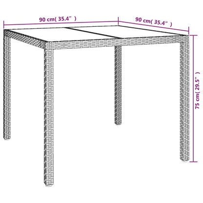 Mesa Jardín Vidrio Templado Ratán Sintético Gris