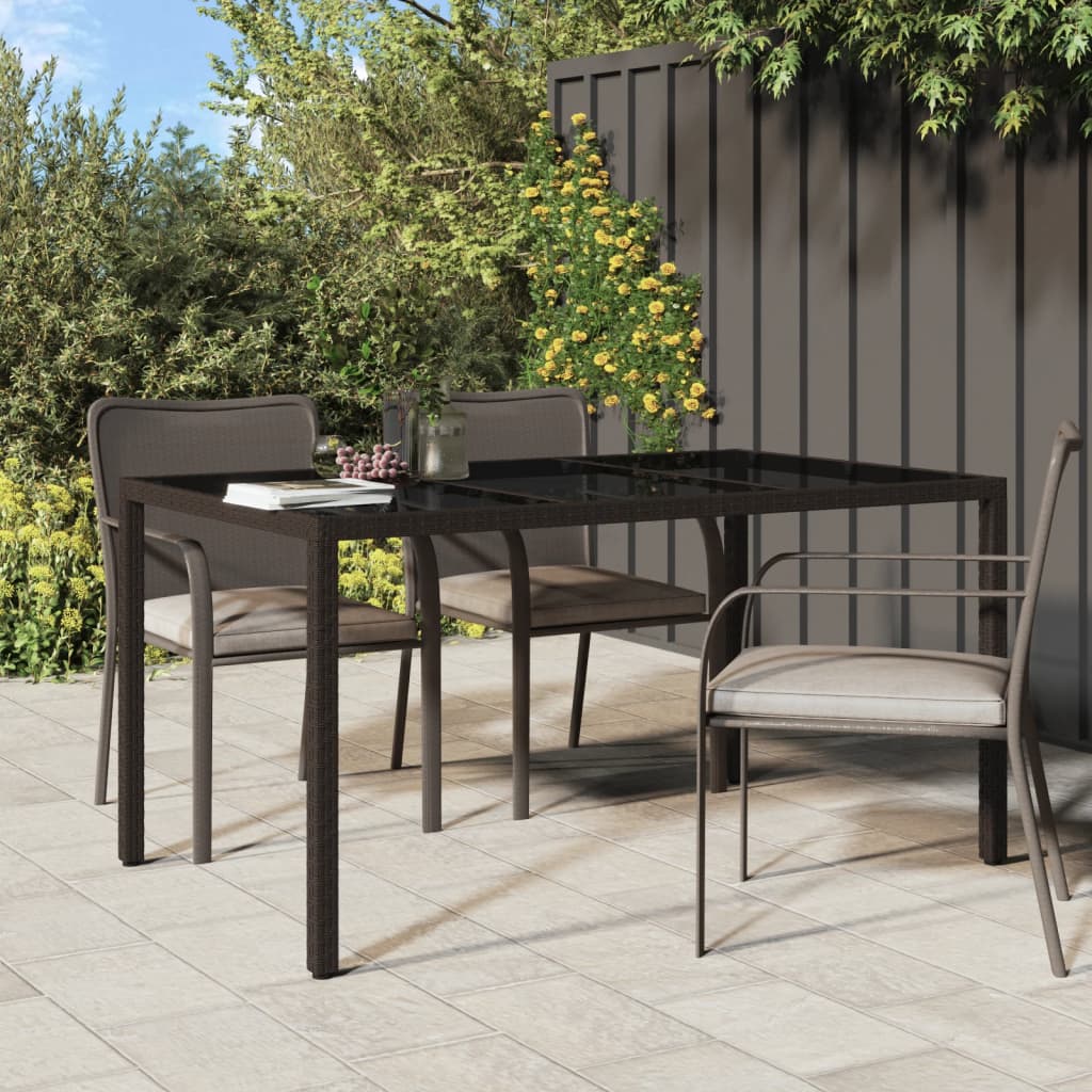 Mesa Jardín Vidrio Templado Ratán Sintético Gris