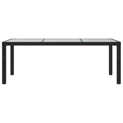 Mesa Jardín Vidrio Templado Ratán Sintético Negra 190X90X75 Cm