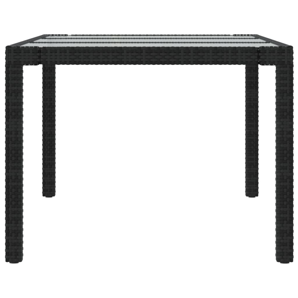 Mesa Jardín Vidrio Templado Ratán Sintético Negra 190X90X75 Cm