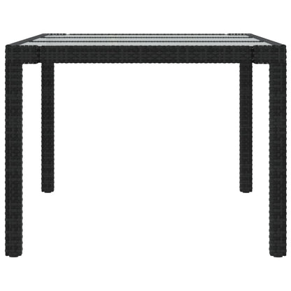 Mesa Jardín Vidrio Templado Ratán Sintético Negra 190X90X75 Cm