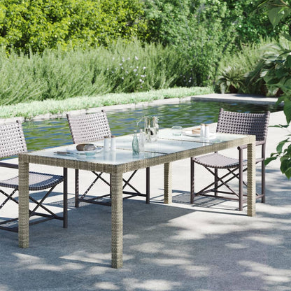 Mesa Jardín Vidrio Templado Ratán Sintético Negra 190X90X75 Cm