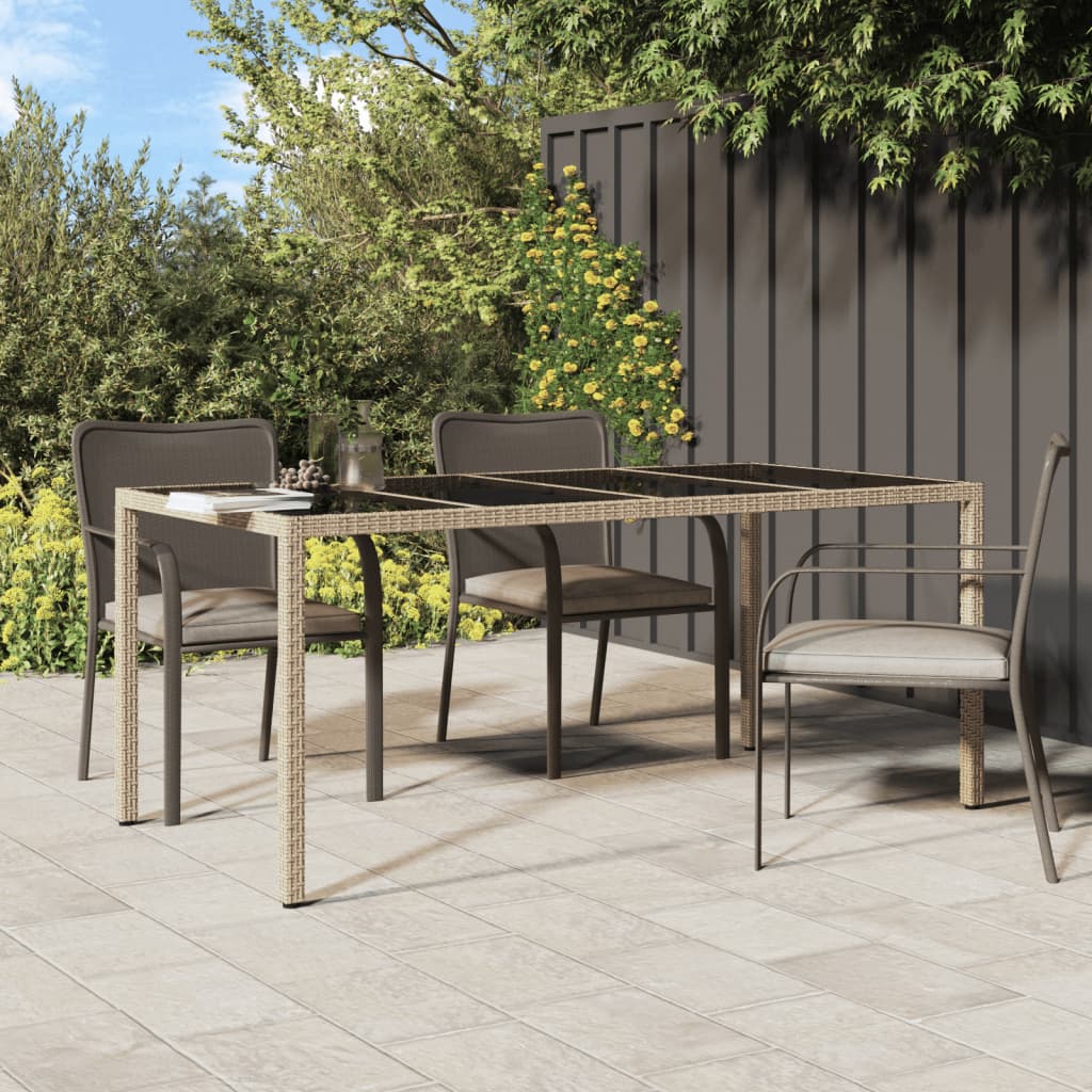 Mesa Jardín Vidrio Templado Ratán Sintético 190X90X75 Cm