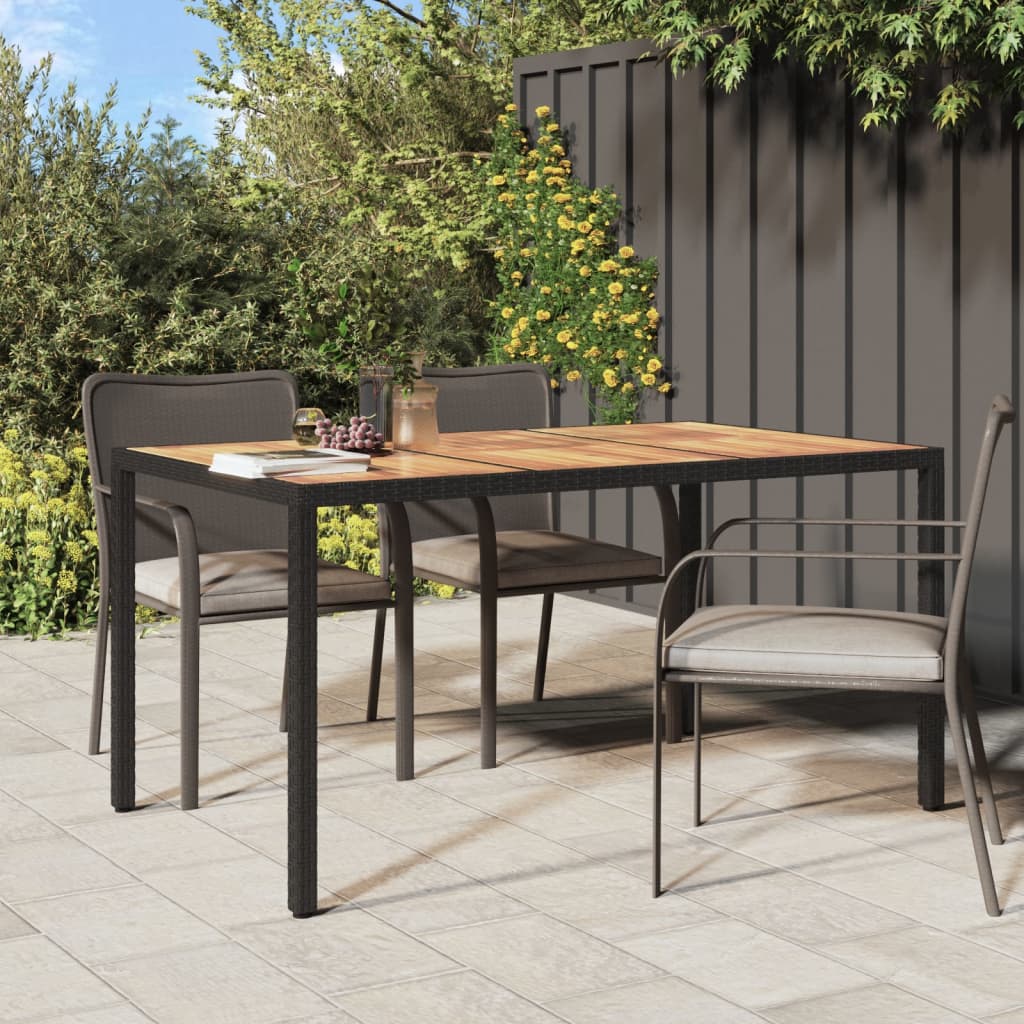 Mesa De Jardín Madera Acacia Ratán Sintético