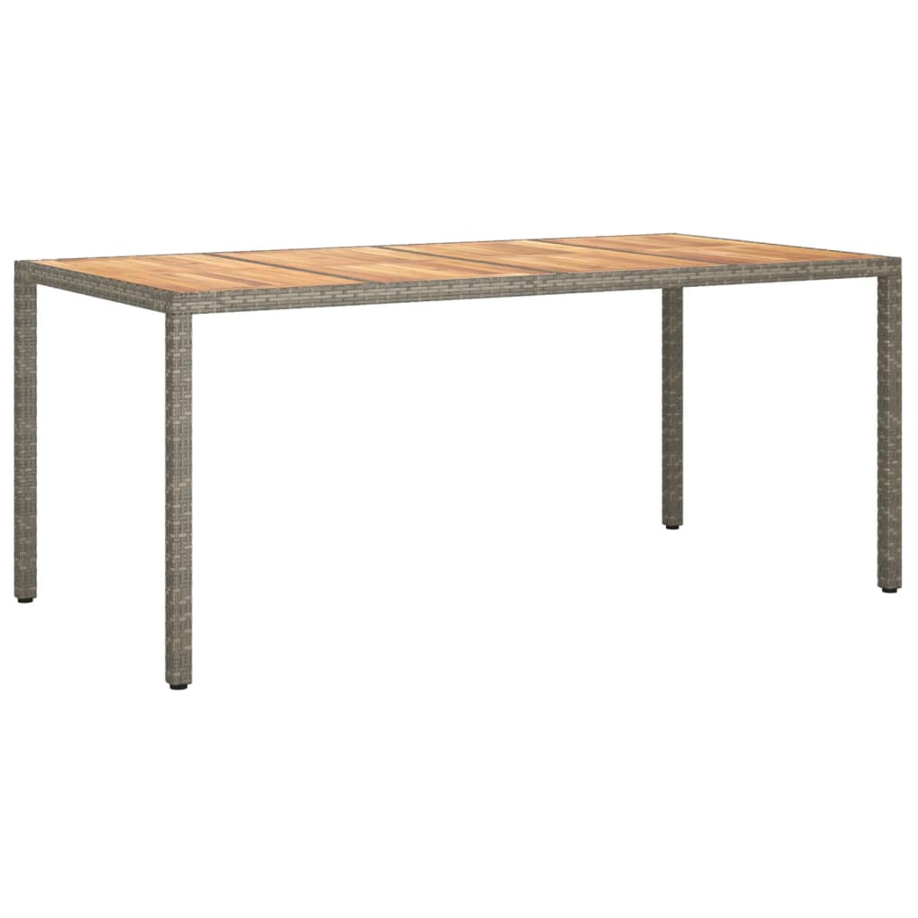 Mesa De Jardín Madera Acacia Ratán Sintético