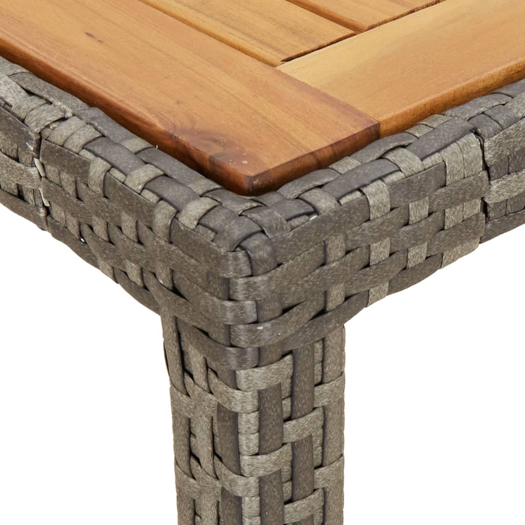 Mesa De Jardín Madera Acacia Ratán Sintético