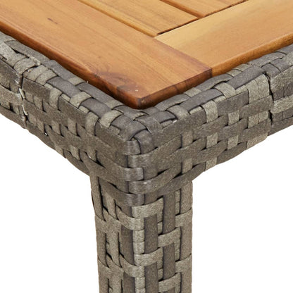 Mesa De Jardín Madera Acacia Ratán Sintético
