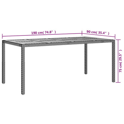 Mesa De Jardín Madera Acacia Ratán Sintético