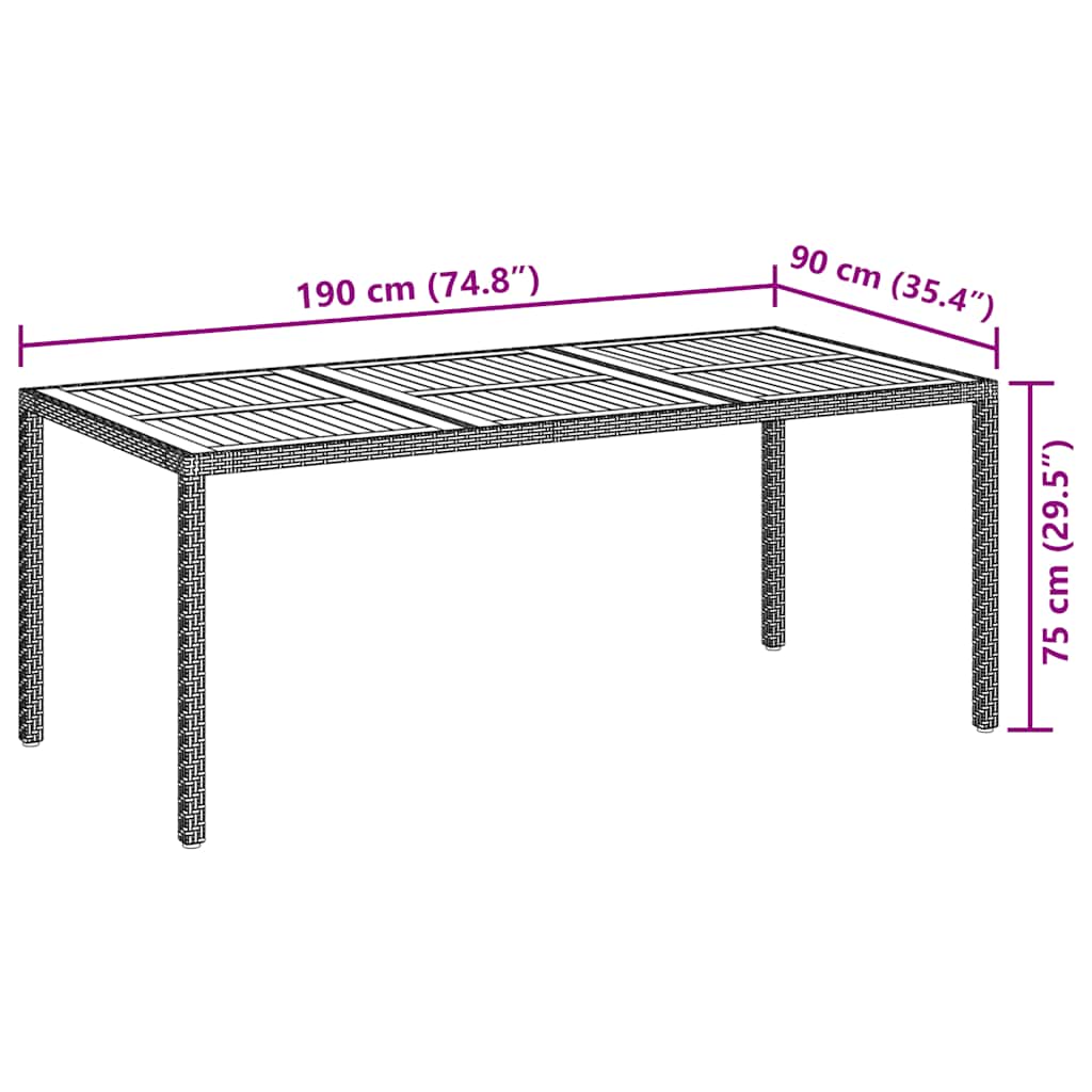Mesa De Jardín Madera Acacia Ratán Sintético