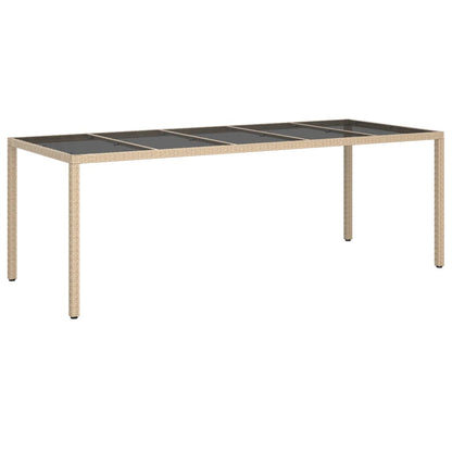 Mesa De Jardín De Vidrio Templado Ratán Pe 250X100X75 Cm