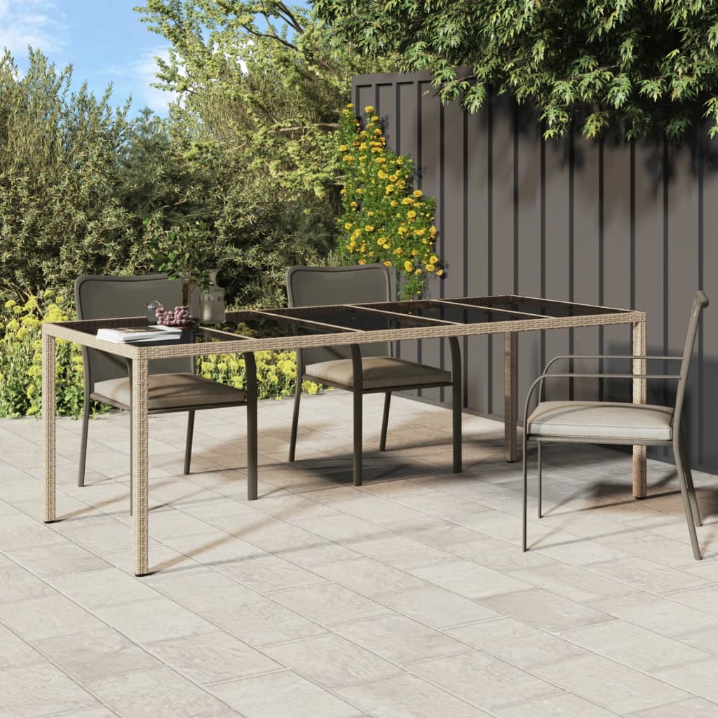 Mesa De Jardín De Vidrio Templado Ratán Pe 250X100X75 Cm