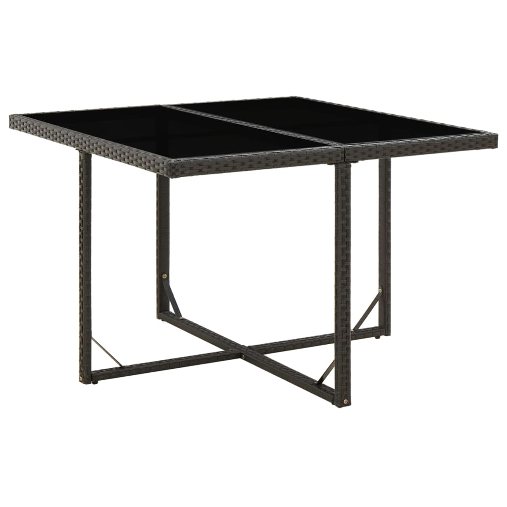 Mesa De Jardín Ratán Sintético Y Vidrio Negra 109X107X74 Cm