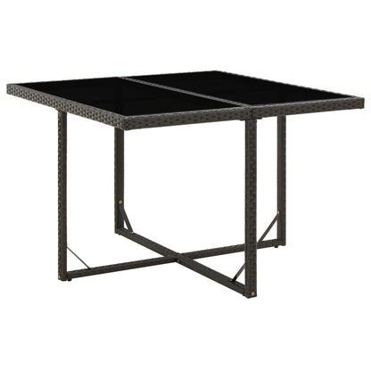 Mesa De Jardín Ratán Sintético Y Vidrio Negra 109X107X74 Cm