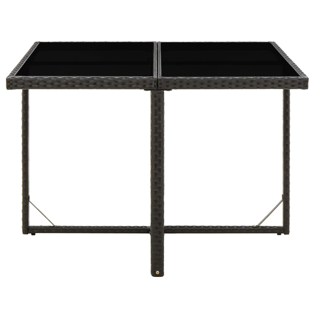 Mesa De Jardín Ratán Sintético Y Vidrio Negra 109X107X74 Cm