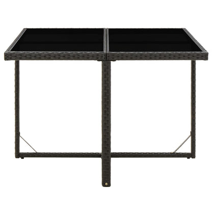 Mesa De Jardín Ratán Sintético Y Vidrio Negra 109X107X74 Cm