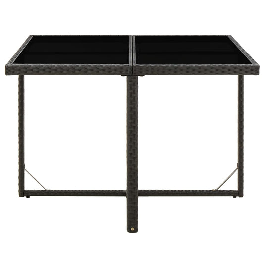Mesa De Jardín Ratán Sintético Y Vidrio Negra 109X107X74 Cm