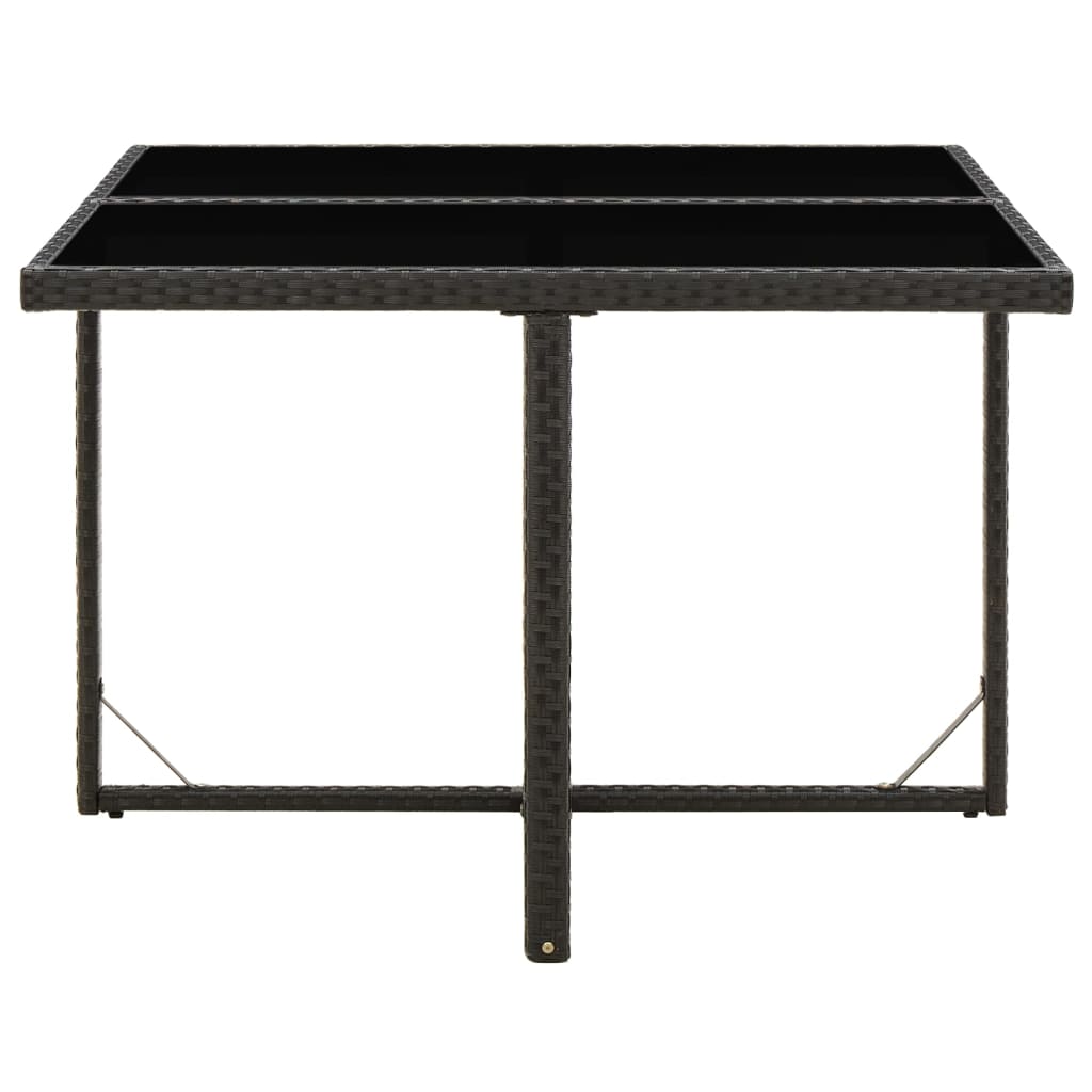 Mesa De Jardín Ratán Sintético Y Vidrio Negra 109X107X74 Cm