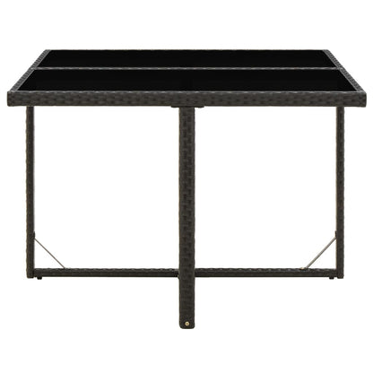 Mesa De Jardín Ratán Sintético Y Vidrio Negra 109X107X74 Cm