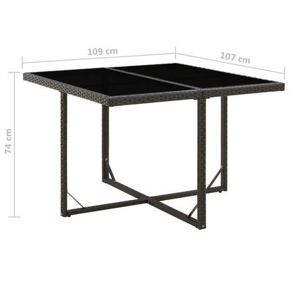 Mesa De Jardín Ratán Sintético Y Vidrio Negra 109X107X74 Cm