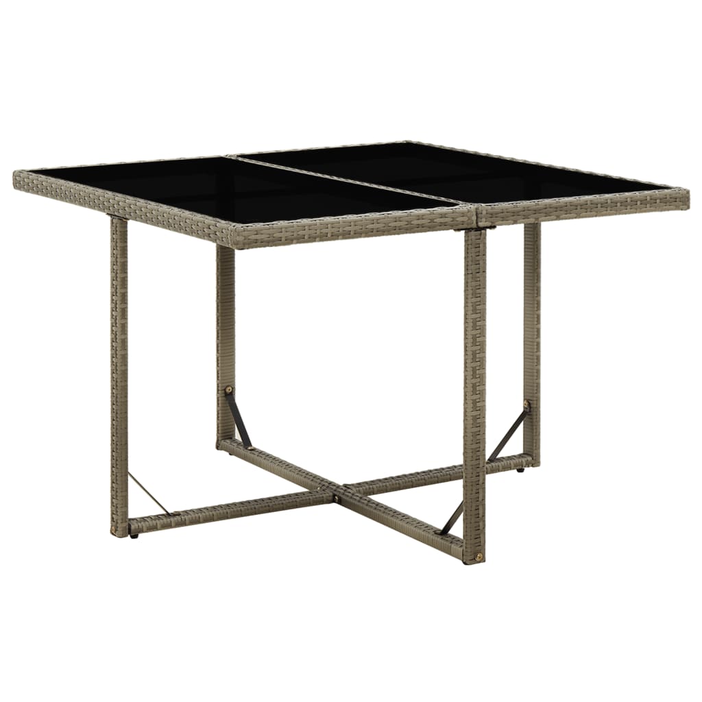 Mesa De Jardín Ratán Sintético Y Vidrio Negra 109X107X74 Cm
