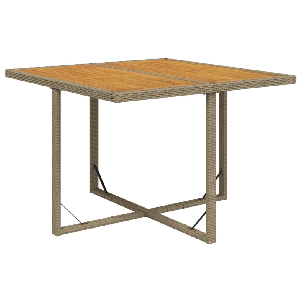 Mesa De Jardín Ratán Sintético Madera Acacia 109X107X74Cm