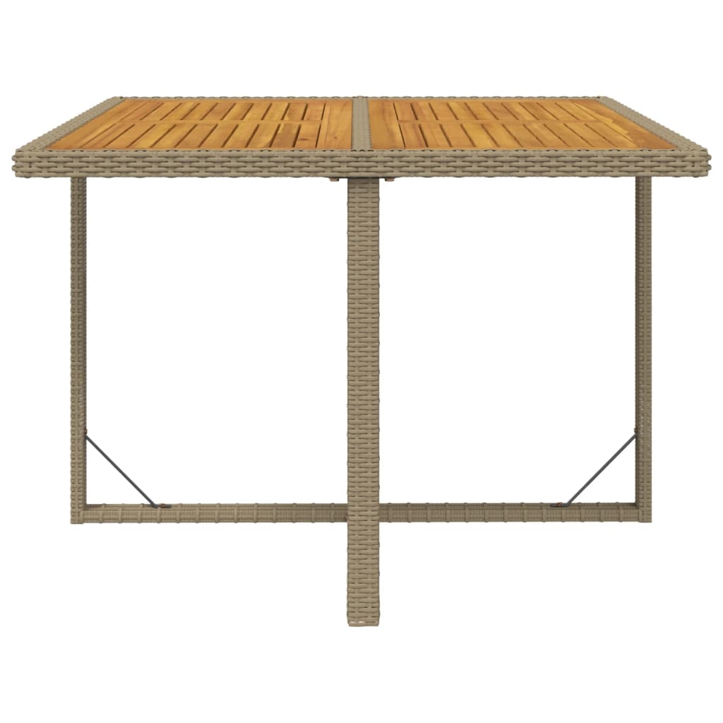 Mesa De Jardín Ratán Sintético Madera Acacia 109X107X74Cm