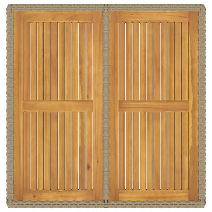Mesa De Jardín Ratán Sintético Madera Acacia 109X107X74Cm