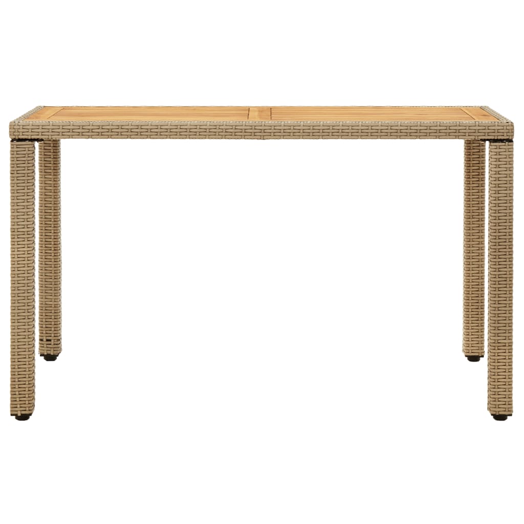Mesa De Jardín Ratán Sintético Madera Acacia Beige 123X60X74Cm
