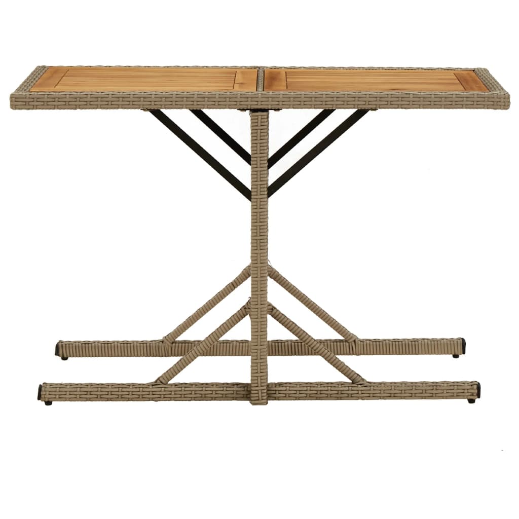 Mesa De Jardín Madera Maciza De Acacia Y Ratán Sintético Beige