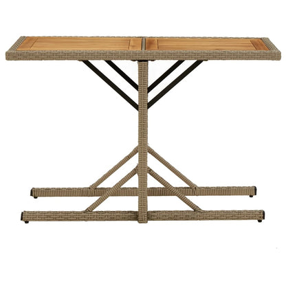 Mesa De Jardín Madera Maciza De Acacia Y Ratán Sintético Beige
