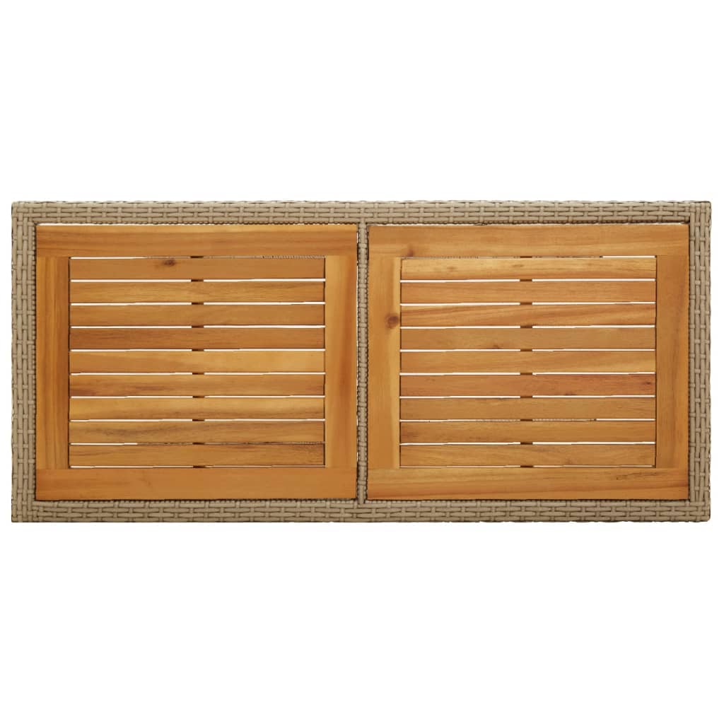 Mesa De Jardín Madera Maciza De Acacia Y Ratán Sintético Beige