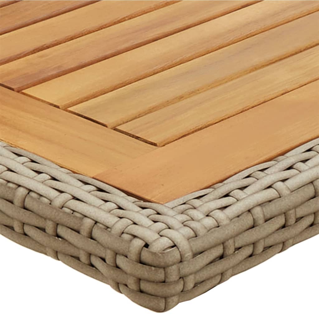 Mesa De Jardín Madera Maciza De Acacia Y Ratán Sintético Beige