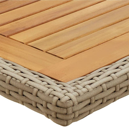 Mesa De Jardín Madera Maciza De Acacia Y Ratán Sintético Beige