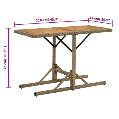 Mesa De Jardín Madera Maciza De Acacia Y Ratán Sintético Beige