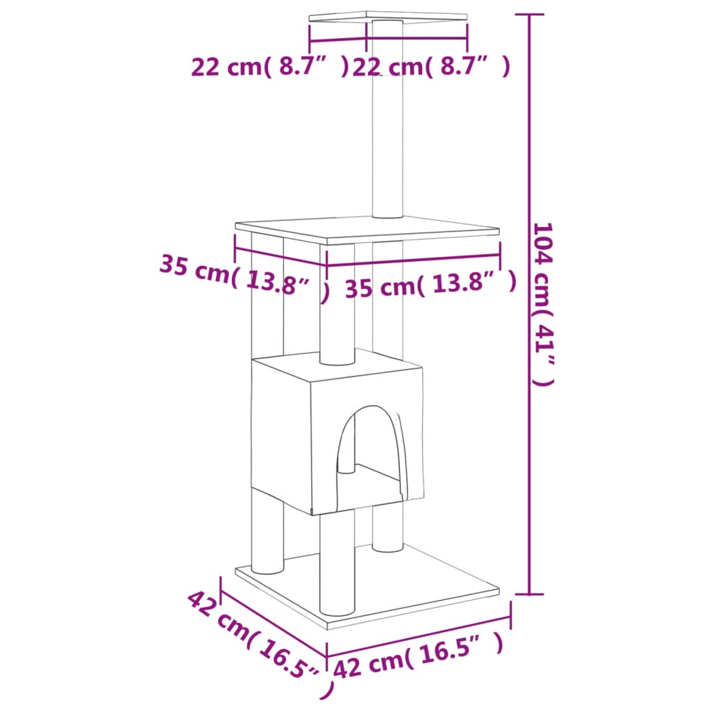 Rascador Para Gatos Con Postes De Sisal 104 Cm