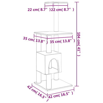 Rascador Para Gatos Con Postes De Sisal 104 Cm