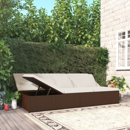 Tumbona Convertible Con Cojines De Ratán Sintético