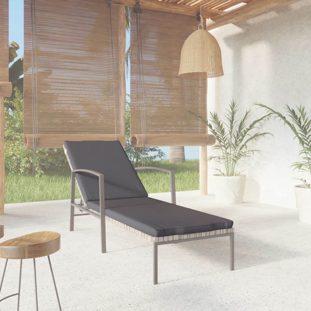 Tumbona De Jardín Con Cojín Ratán Sintético